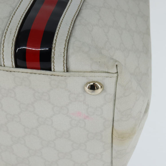 GUCCI GG Supreme Sherry Line Tote Bag PVC Leather Red White Navy Auth bs30498