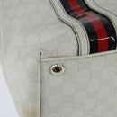 GUCCI GG Supreme Sherry Line Tote Bag PVC Leather Red White Navy Auth bs30498-12