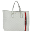 GUCCI GG Supreme Sherry Line Tote Bag PVC Leather Red White Navy Auth bs30498-2