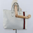 GUCCI GG Supreme Sherry Line Tote Bag PVC Leather Red White Navy Auth bs30498-21