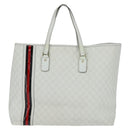 GUCCI GG Supreme Sherry Line Tote Bag PVC Leather Red White Navy Auth bs30498-2