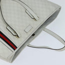 GUCCI GG Supreme Sherry Line Tote Bag PVC Leather Red White Navy Auth bs30498-6