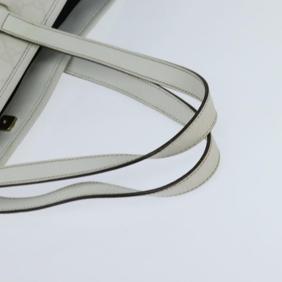 GUCCI GG Supreme Sherry Line Tote Bag PVC Leather Red White Navy Auth bs30498