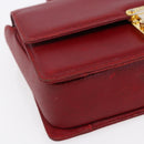 FENDI Hand Bag Leather Red Gold Auth bs30500-14
