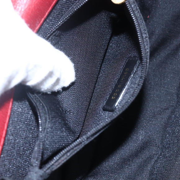 FENDI Hand Bag Leather Red Gold Auth bs30500