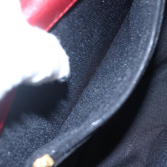 FENDI Hand Bag Leather Red Gold Auth bs30500