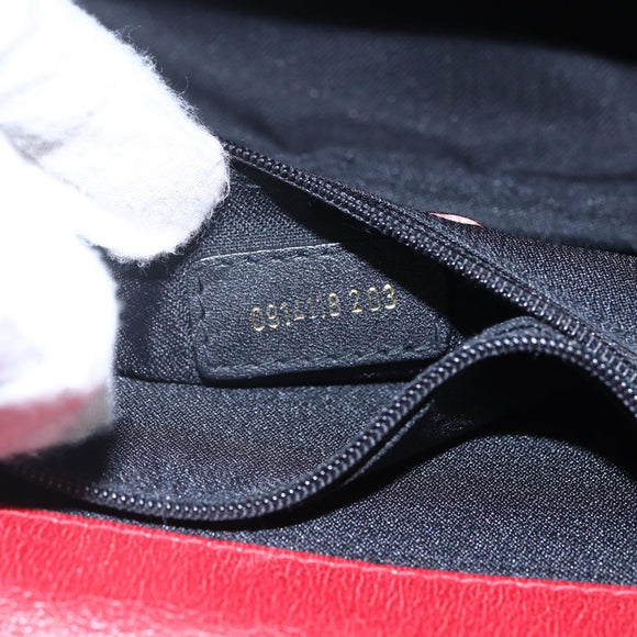 FENDI Hand Bag Leather Red Gold Auth bs30500