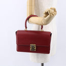 FENDI Hand Bag Leather Red Gold Auth bs30500-23