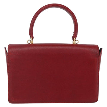 FENDI Hand Bag Leather Red Gold Auth bs30500 - 0