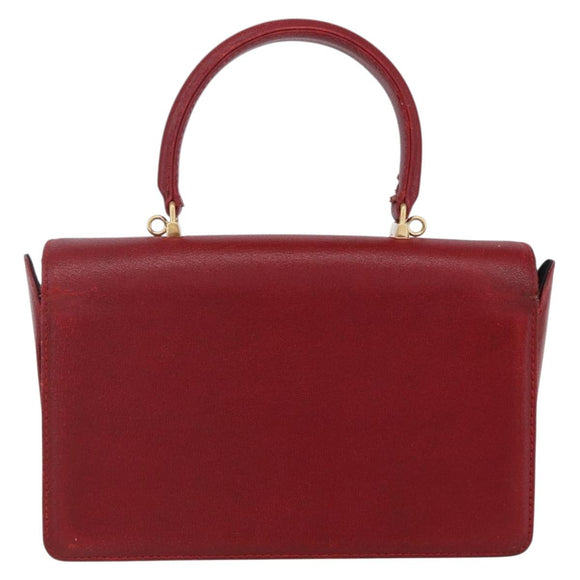 FENDI Hand Bag Leather Red Gold Auth bs30500