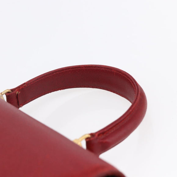 FENDI Hand Bag Leather Red Gold Auth bs30500