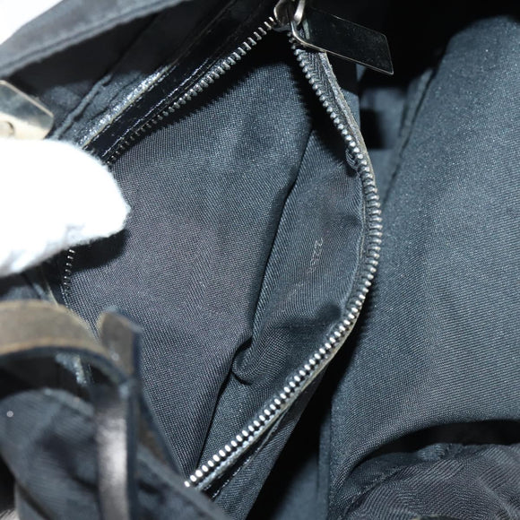 FENDI Zucca Canvas Shoulder Bag Nylon Black Silver Auth bs30501