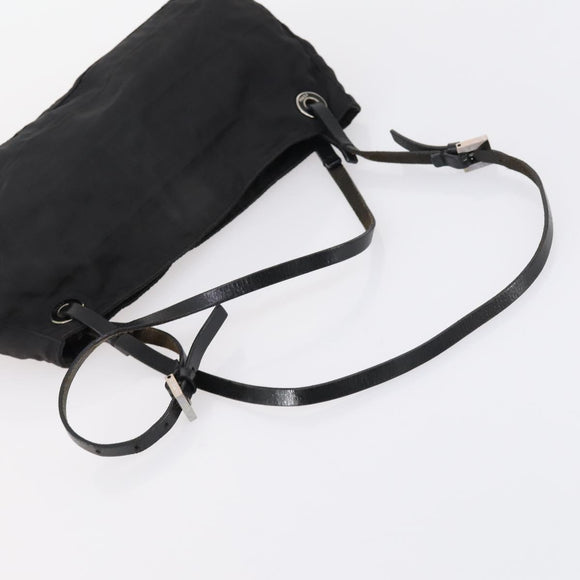 FENDI Zucca Canvas Shoulder Bag Nylon Black Silver Auth bs30501