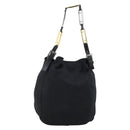 FENDI Shoulder Bag Nylon Black Gold Silver Auth bs30502-1