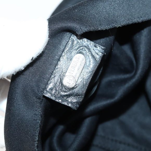 FENDI Shoulder Bag Nylon Black Gold Silver Auth bs30502