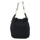 FENDI Shoulder Bag Nylon Black Gold Silver Auth bs30502-13