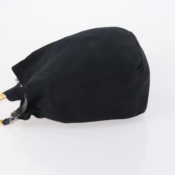 FENDI Shoulder Bag Nylon Black Gold Silver Auth bs30502