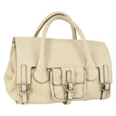 Chloe Edith Boston Bag Leather Beige Silver Auth bs30503-1