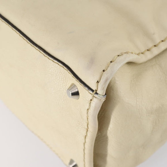 Chloe Edith Boston Bag Leather Beige Silver Auth bs30503