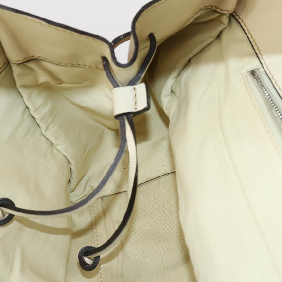 Chloe Edith Boston Bag Leather Beige Silver Auth bs30503