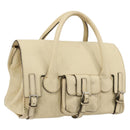 Chloe Edith Boston Bag Leather Beige Silver Auth bs30503-1