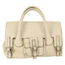 Chloe Edith Boston Bag Leather Beige Silver Auth bs30503-13