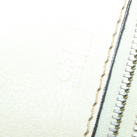 Chloe Edith Boston Bag Leather Beige Silver Auth bs30503