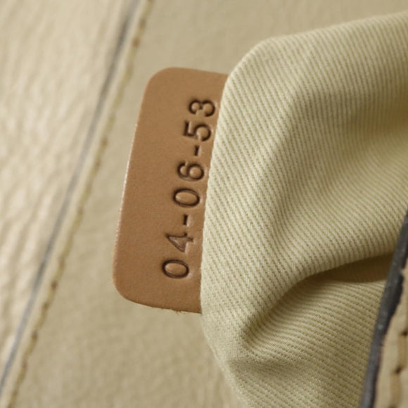 Chloe Edith Boston Bag Leather Beige Silver Auth bs30503