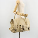 Chloe Edith Boston Bag Leather Beige Silver Auth bs30503-12