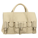 Chloe Edith Boston Bag Leather Beige Silver Auth bs30503-13