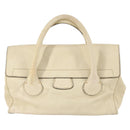 Chloe Edith Boston Bag Leather Beige Silver Auth bs30503-2