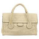 Chloe Edith Boston Bag Leather Beige Silver Auth bs30503-2