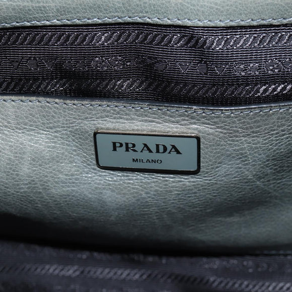 PRADA Tote Bag Leather 2way Gray Silver Auth bs30504