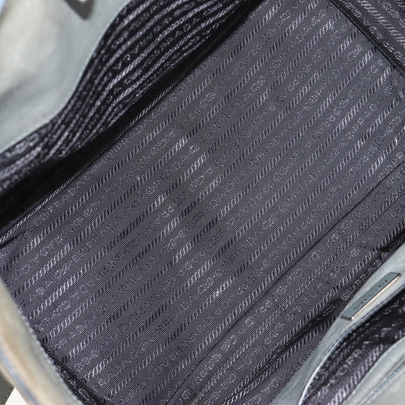 PRADA Tote Bag Leather 2way Gray Silver Auth bs30504