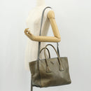 PRADA Tote Bag Leather 2way Gray Silver Auth bs30504-29