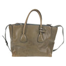 PRADA Tote Bag Leather 2way Gray Silver Auth bs30504-3