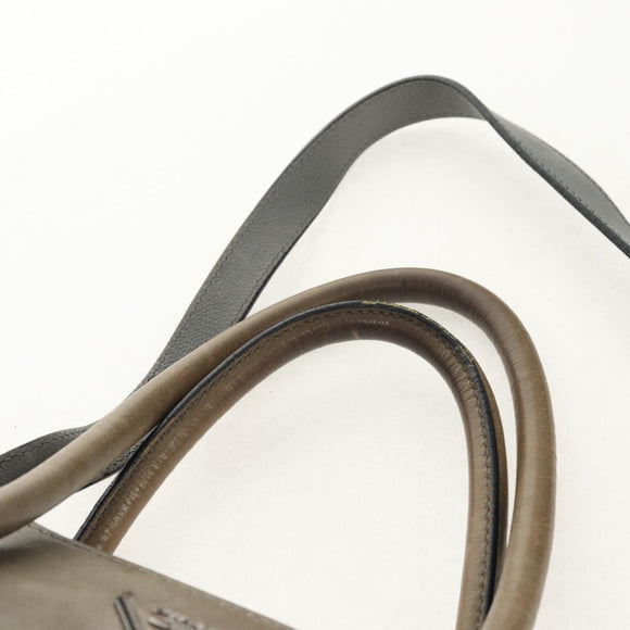 PRADA Tote Bag Leather 2way Gray Silver Auth bs30504
