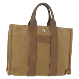 HERMES Sac Arne PM Hand Bag Canvas Beige Silver Auth bs30506