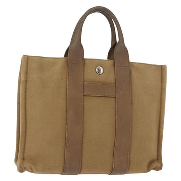 HERMES Sac Arne PM Hand Bag Canvas Beige Silver Auth bs30506