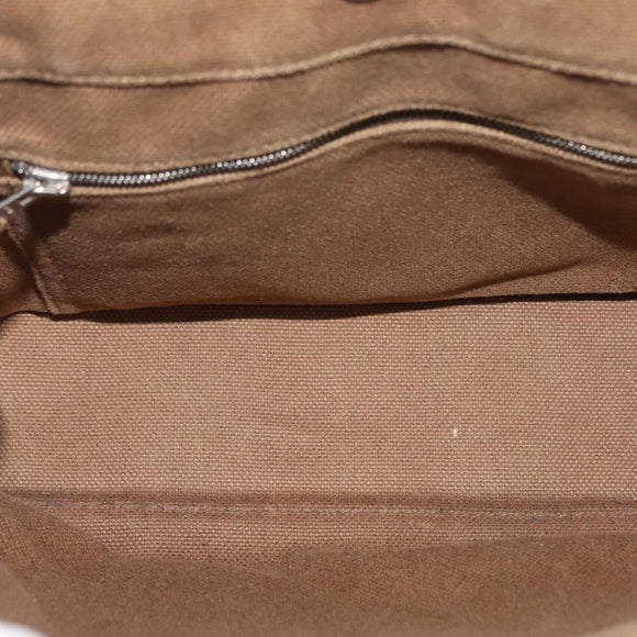 HERMES Sac Arne PM Hand Bag Canvas Beige Silver Auth bs30506