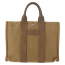 HERMES Sac Arne PM Hand Bag Canvas Beige Silver Auth bs30506-2
