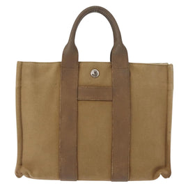 HERMES Sac Arne PM Hand Bag Canvas Beige Silver Auth bs30506 - 0