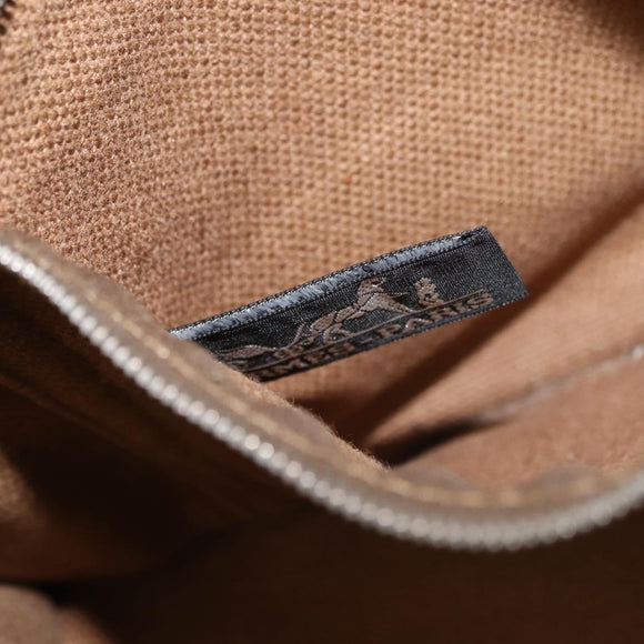 HERMES Sac Arne PM Hand Bag Canvas Beige Silver Auth bs30506