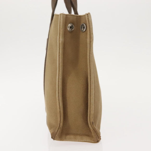 HERMES Sac Arne PM Hand Bag Canvas Beige Silver Auth bs30506