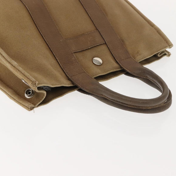 HERMES Sac Arne PM Hand Bag Canvas Beige Silver Auth bs30506