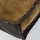 LOEWE Anagram Clutch Bag Leather Suede Brown Gold Auth bs30507-14