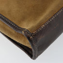 LOEWE Anagram Clutch Bag Leather Suede Brown Gold Auth bs30507-15