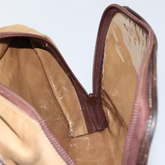 LOEWE Anagram Clutch Bag Leather Suede Brown Gold Auth bs30507