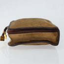 LOEWE Anagram Clutch Bag Leather Suede Brown Gold Auth bs30507-4