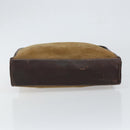 LOEWE Anagram Clutch Bag Leather Suede Brown Gold Auth bs30507-6